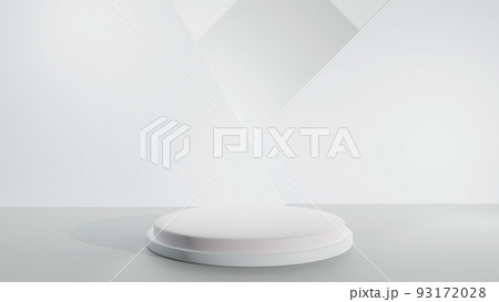 White podium on white natural background for product display and enough empty space for text and content. 3d illustration render White podium on white natural background for product display and enough empty space for text and content. 3d illustration render 93172028