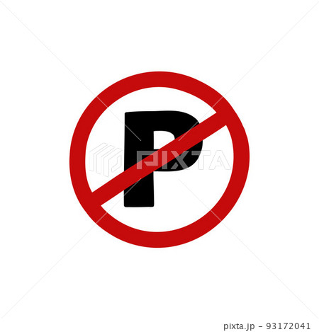 no parking sign doodle icon, vector color line illustration 93172041