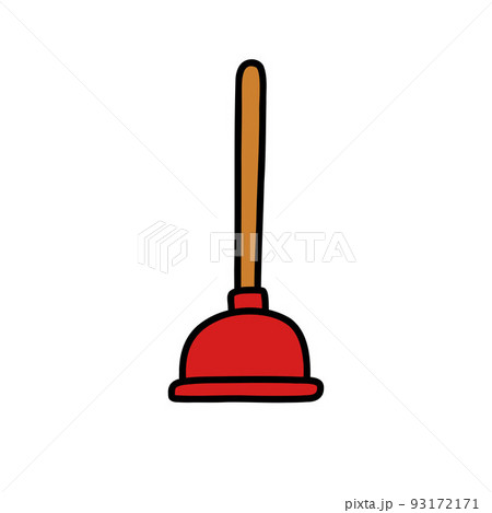 plunger doodle icon, vector color line illustration plunger doodle icon, vector color line illustration 93172171