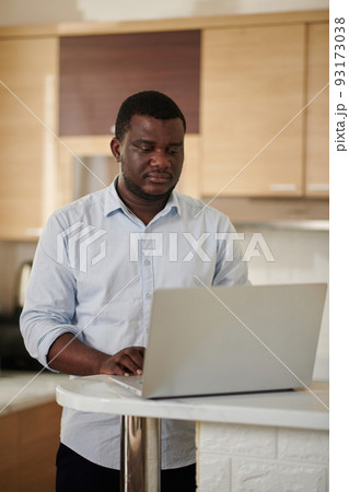 Serious Man Checking Working Chats 93173038