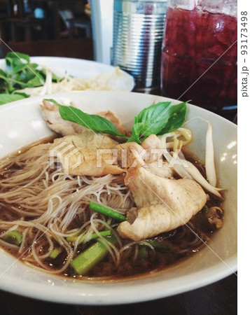 Thai style noodle blood soup,boat noodle,delicious dish,famous Thai noodle soup. Say Moo nam tok Thai style noodle blood soup,boat noodle,delicious dish,famous Thai noodle soup. Say Moo nam tok 93173498