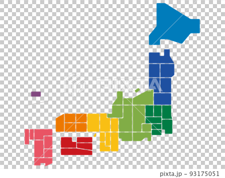 日本地図_地方区分_県名なし 日本地図_地方区分_県名なし 93175051