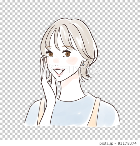 Happy woman looking at you with a smile Short bob 93178374