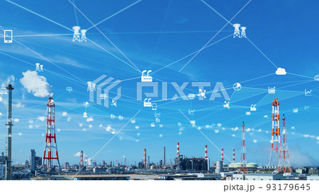 工場とネットワーク　スマート工場 93179645