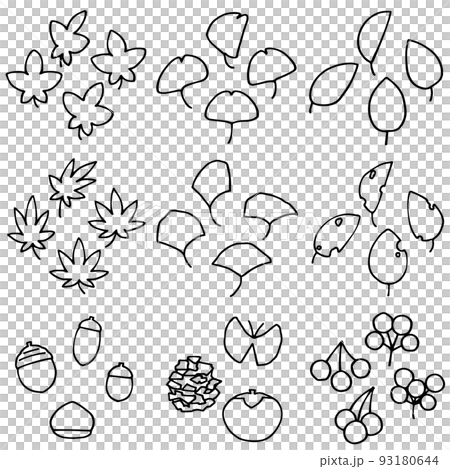 カットイラスト_秋の自然セット_手書き 93180644