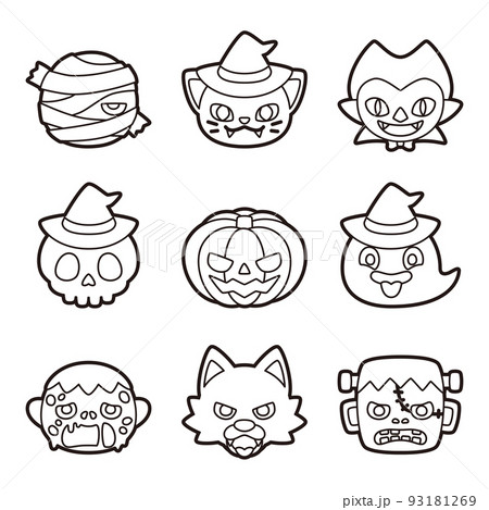 ハロウィン  キャラクター セット ぬりえ 93181269