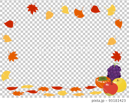 Frame material of autumn fruits and fallen leaves 93181423