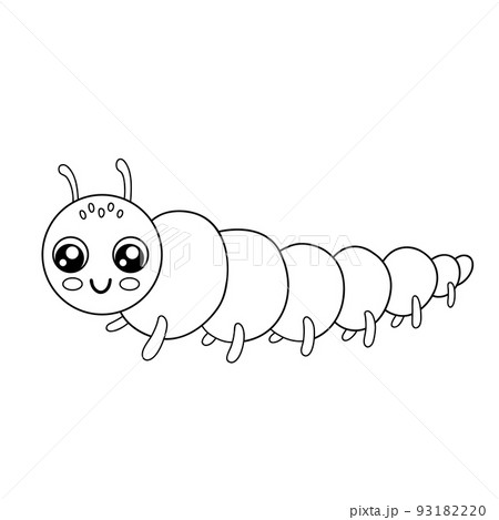 Cute outline caterpillar isolated on white... - Stock Illustration  [93182220] - PIXTA