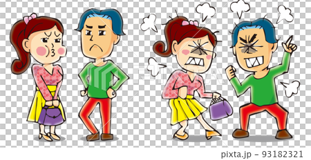 A colorful couple of men and women who developed into a big fight from a skirmish 93182321