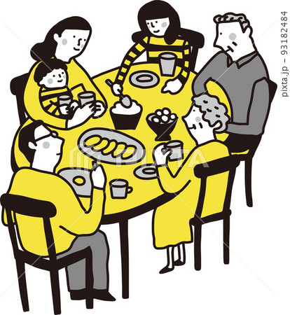 食事をする6人家族 93182484