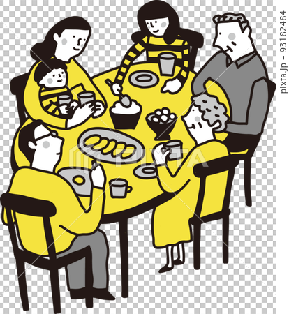 食事をする6人家族 93182484