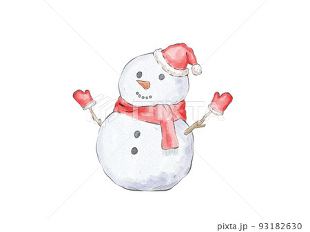 2段雪だるまのイラスト（水彩風）のイラスト素材 [93182630] - PIXTA