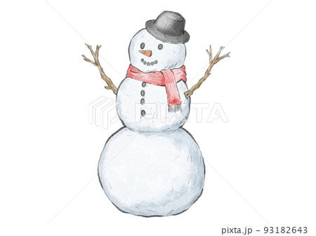 3段雪だるまのイラスト（水彩風） 93182643