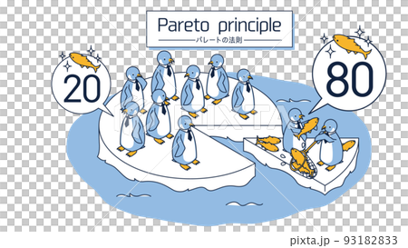 想像帕累托定律的企鵝等距插圖 93182833