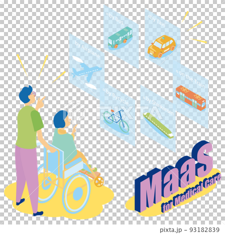 医療・福祉でのMaaS(マース:Mobility as a Service)のアイソメイラスト 医療・福祉でのMaaS(マース:Mobility as a Service)のアイソメイラスト 93182839