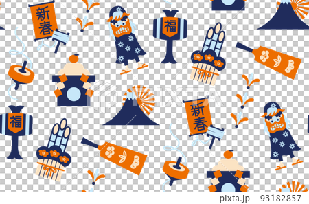 お正月アイテムのパターン お正月アイテムのパターン 93182857