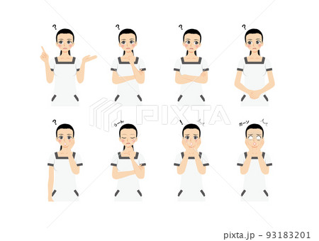 働く女性イラストセット　上半身　エステティシャン　黒髪 93183201