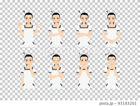 働く女性イラストセット　上半身　エステティシャン　黒髪 93183201