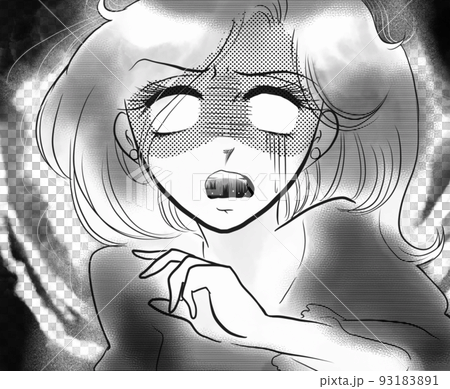 70's girl cartoon face black and white illustration of a frightened woman with pale white eyes 70's girl cartoon face black and white illustration of a frightened woman with pale white eyes 93183891