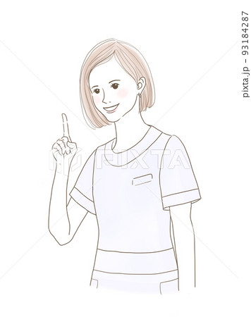 人差し指を立てるポーズをする女性のイラスト素材