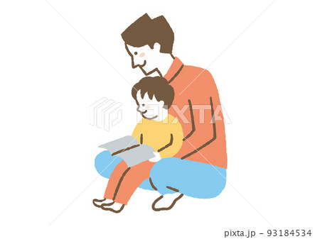 子供に本を読むお父さん_色 93184534