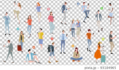 Vector illustration material: people using smartphones, set 93184965