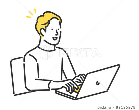 ノートパソコンを操作する男性のイメージイラスト素材 ノートパソコンを操作する男性のイメージイラスト素材 93185879