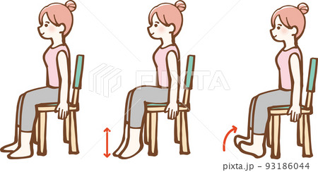 椅子でエクササイズをする女性　イラスト 93186044