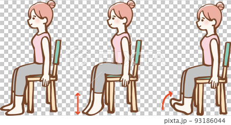 椅子でエクササイズをする女性　イラスト 93186044