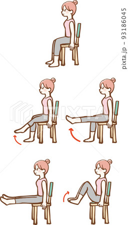 椅子でエクササイズをする女性　イラスト 93186045