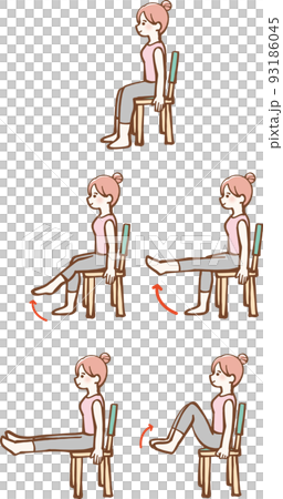 椅子でエクササイズをする女性　イラスト 93186045