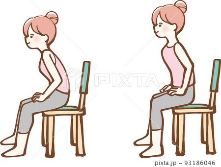 椅子でエクササイズをする女性　イラスト 93186046