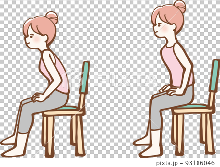 椅子でエクササイズをする女性　イラスト 93186046