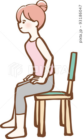 椅子でエクササイズをする女性　イラスト 93186047