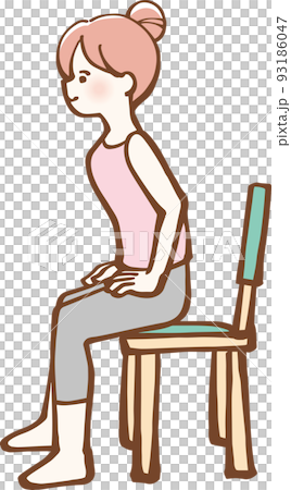 椅子でエクササイズをする女性　イラスト 93186047