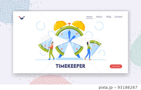 Timekeeper Landing Page Template. Time Management and Project Task Allocation Concept. Characters Dividing Clock Face 93186267