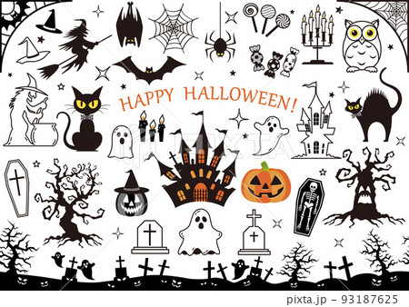 ハロウィーンのイラスト素材セット 93187625