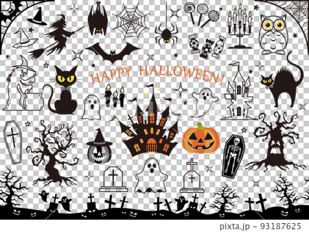ハロウィーンのイラスト素材セット 93187625