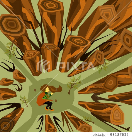 Stop deforestation, stop cutting down trees, save trees, earth day, save the planet, save the earth, conceptual vector illustration 93187635