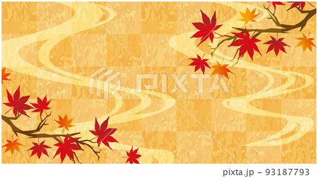 秋の紅葉和風背景 93187793