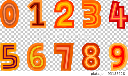 Handwritten numbers/orange medium thin - Stock Illustration [93188628 ...