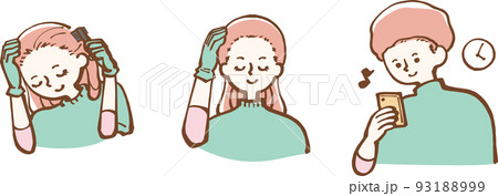 女性　ヘアカラー　カラーリング　髪 　イラスト 93188999