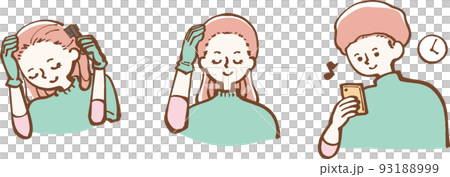 女性　ヘアカラー　カラーリング　髪 　イラスト 93188999