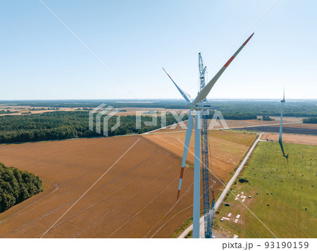 Wind Turbine Construction. Aerial view. Wind Turbine Construction. Aerial view. 93190159