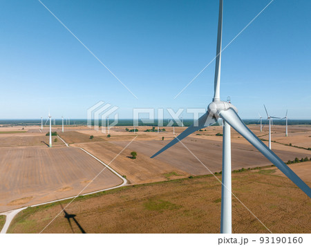 Panoramic aerial view of wind farm or wind park 93190160