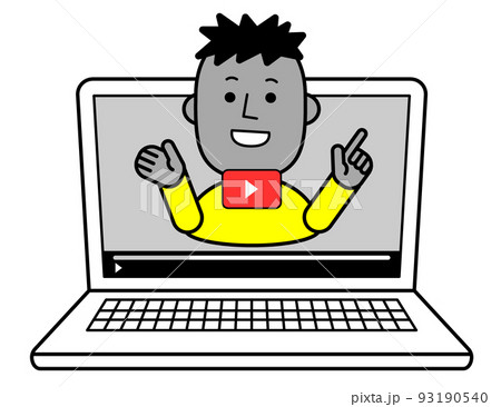 動画配信者　シンプルイラスト　外国人 93190540