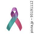 Thyroid cancer awareness ribbon for September month in teal pink blue bow color isolated on white background with clipping path 93191112