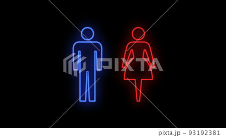 男性と女性のトイレマークのネオン 93192381