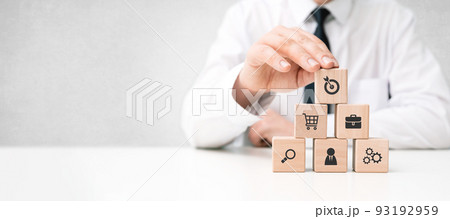 Businessman build company strategy Businessman build company strategy 93192959