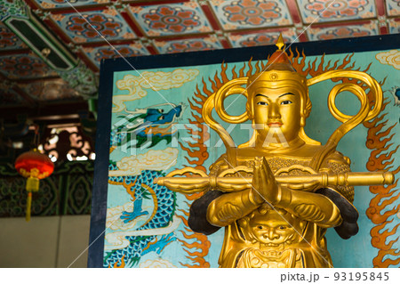 ネパール　仏陀の生誕地ルンビニのルンビニ・ガーデン内にある中華寺の寺院内 93195845